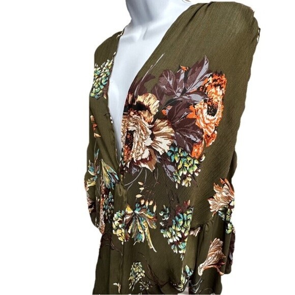 UMGEE FLORAL KIMONO DUSTER SZ S/M OLIVE MUTICOLOR - Picture 6 of 16
